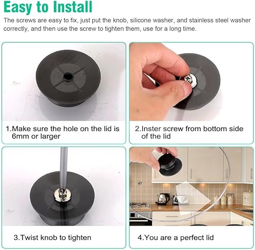 Miniatura 5 de 4 fundas para mango de tapa de olla, agarre universal, tapa de sartén superior, repuesto para ollas de cocción lenta, fundas para utensilios de