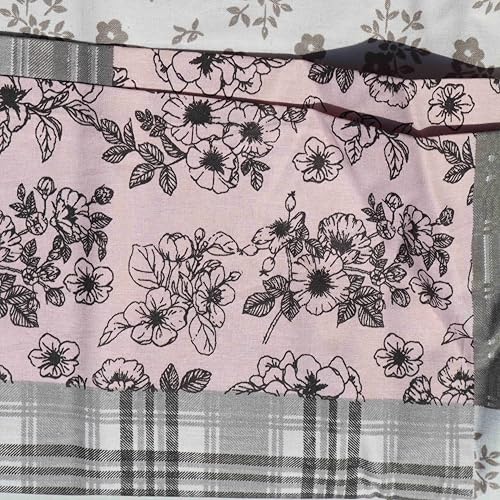 Image of Pure Source India Pure Cotton Elegance Bedding Set, Dreamy Cotton Comfort Double Bed Sheet with Pillow Covers (Black Check Pink Flora)