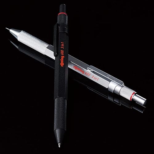 Miniatura 4 de Rotring 600 bolígrafos multicolor 3 en 1 y lápiz mecánico, cambia entre 2 puntas de punta fina (tinta negra y roja) y 1 punta de lápiz mecánico