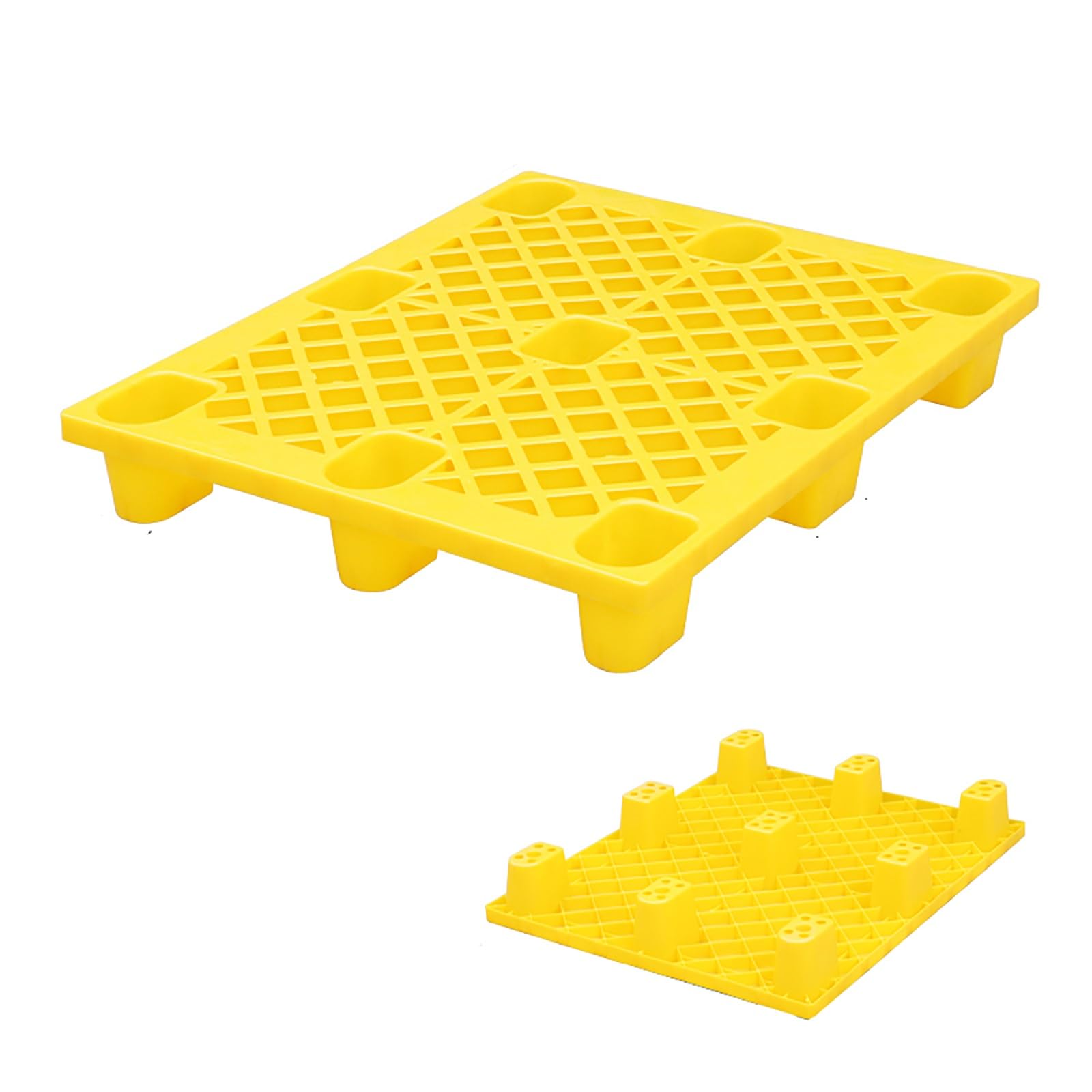 Palettes emboîtables en plastique jaune résistant à l'humidité Solutions de stockage en polyéthylène pour sous-sols, cuisines et garages Palettes de sol épissables durables