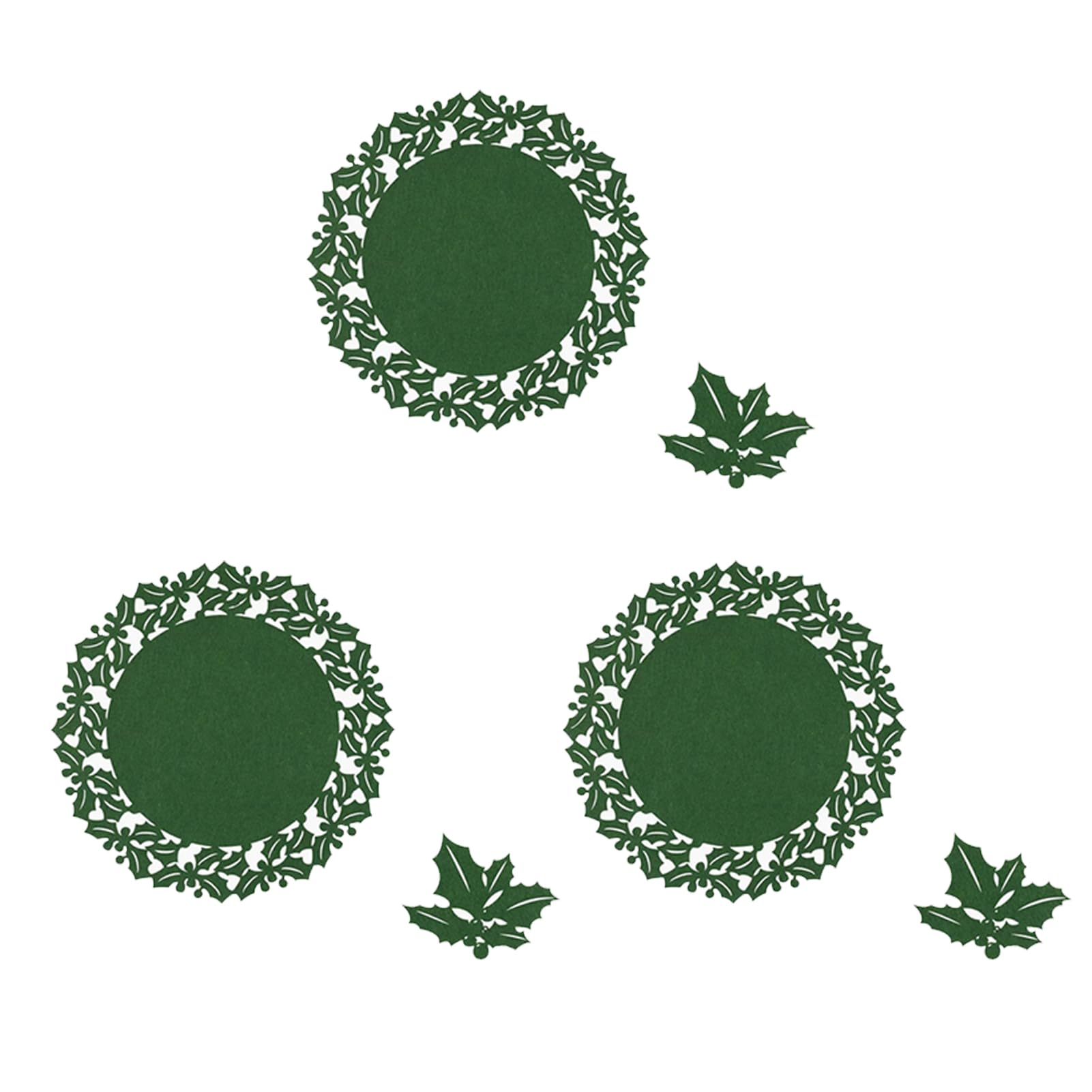 YIXANNX Snowflake Table for Creative Dining Placemat And Coaster Set for like Easter, Thanksgiving - Ideal for Dining Tables, Green Plant, 6pcs