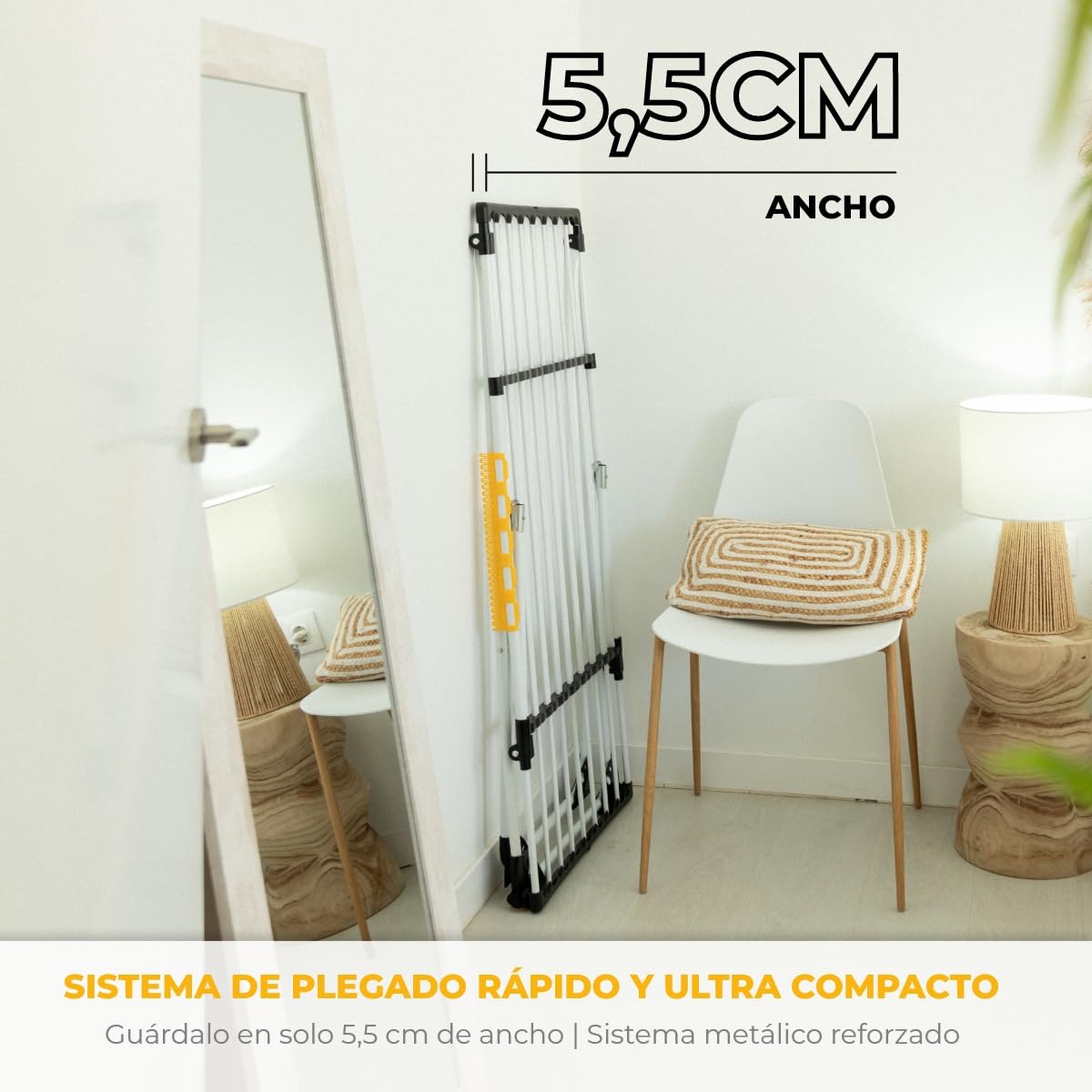 Newlux-Tendedero Extensible Expansion V25 Telescópico 21m Capacidad (189x57x92,5cm), Estructura Super Estable, Barras XXL Extra Gruesas. Tendedero Plegable con Ruedas y Soporte para Calcetines, Blanco