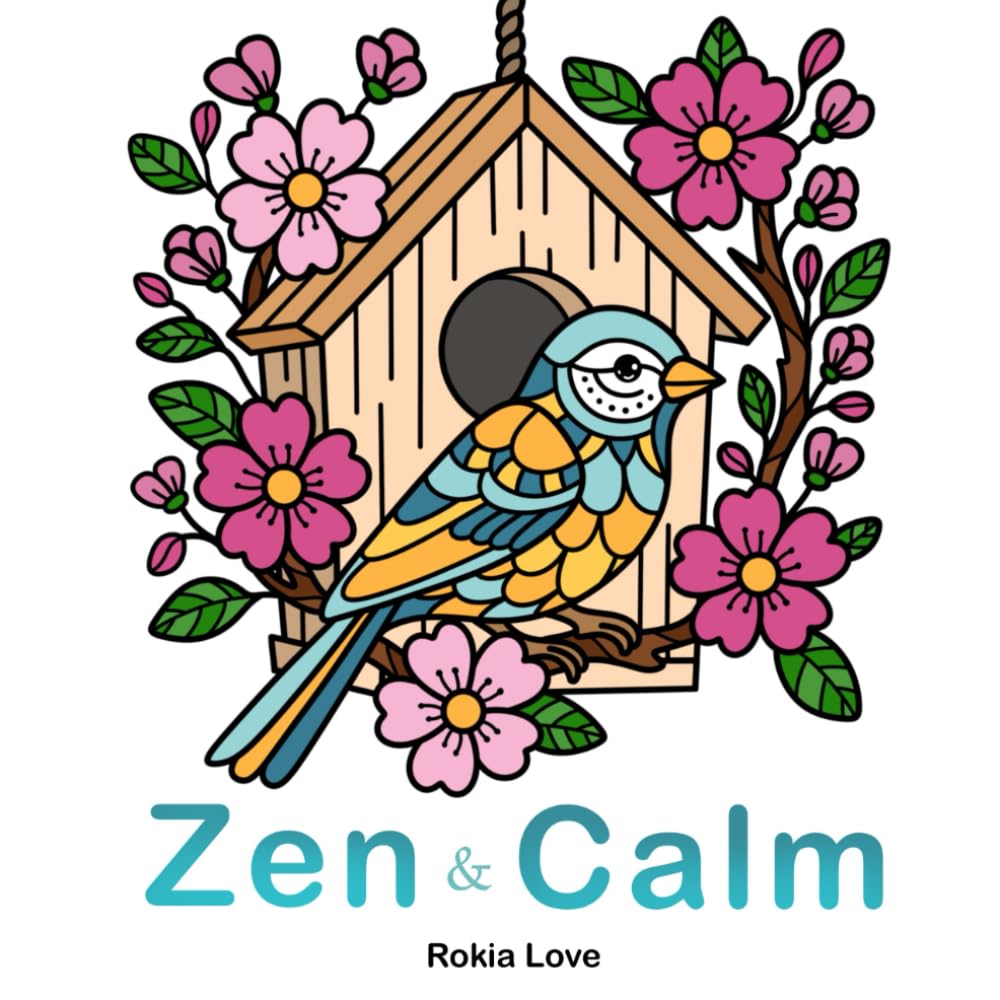 Zen & Calm: Bold and Easy Zendoodle Inspired coloring book. Mindfulness and Stress Free coloring book for Adults and Kids.