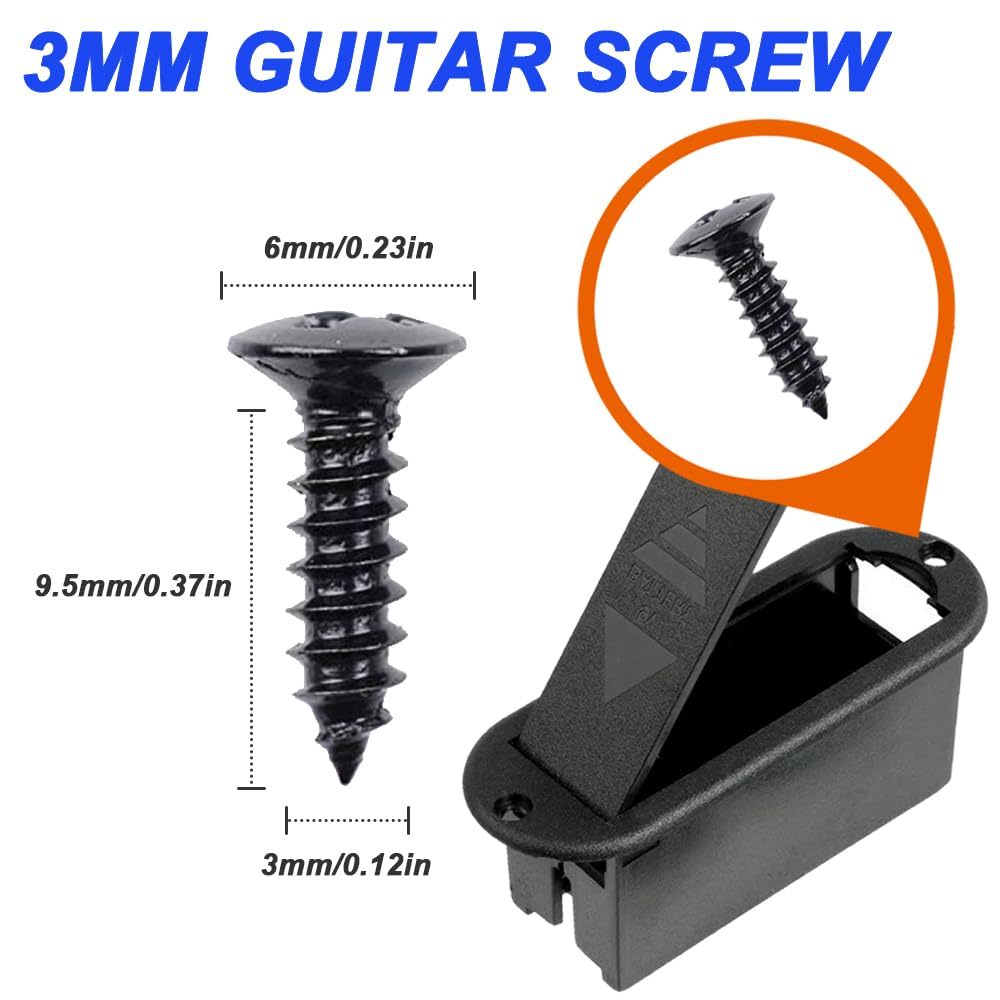 Active Guitar Bass 9V Battery Box Case Compartment, 9-Volt Battery Holder for Active Guitar Bass Pickup Replacement Tool with I-Type Battery Connector Wire (5 Pack)