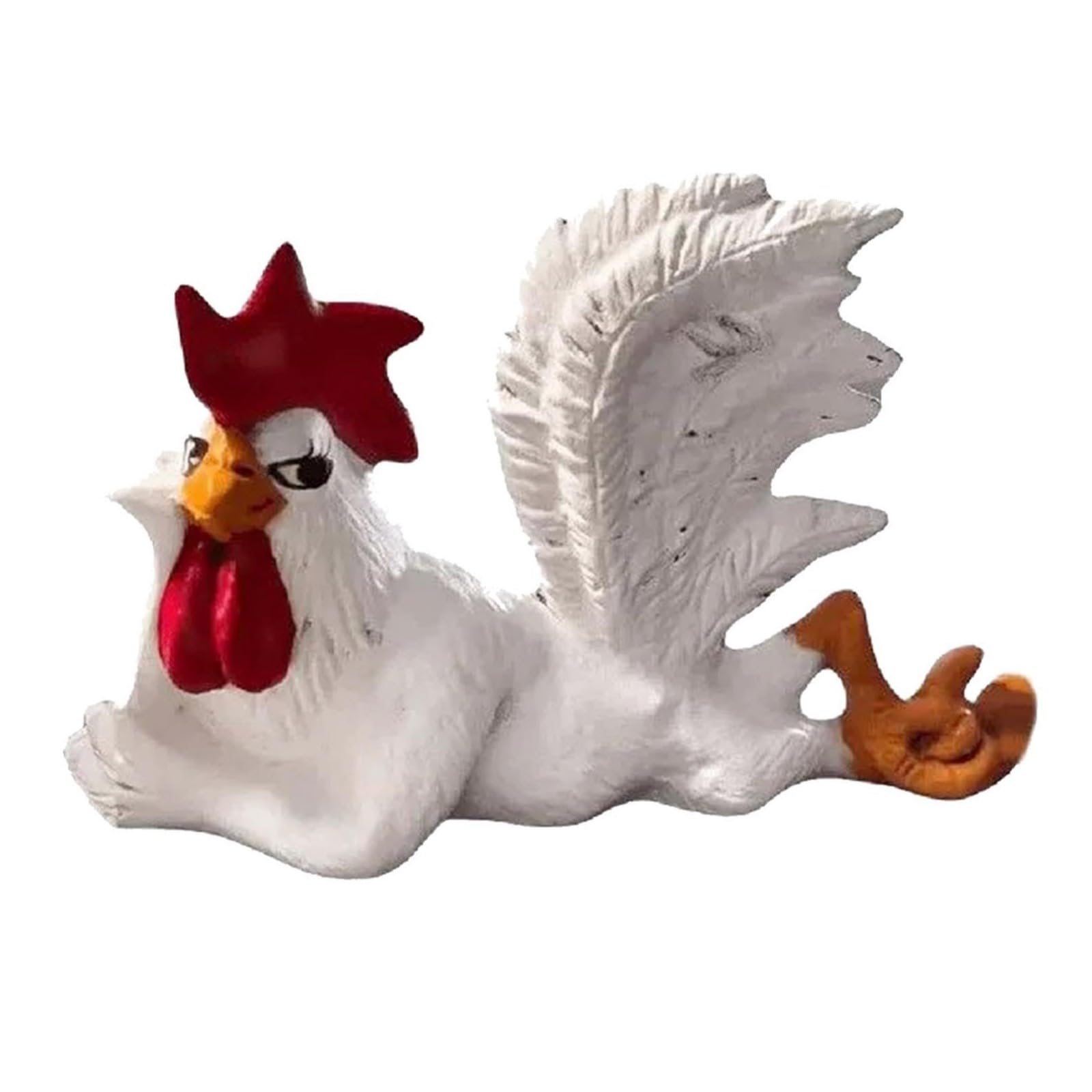 Hredyqw White Resin Rooster Statue Ornament Decorative Rooster Figurine For Home Offices Desktop Shelf Mantels