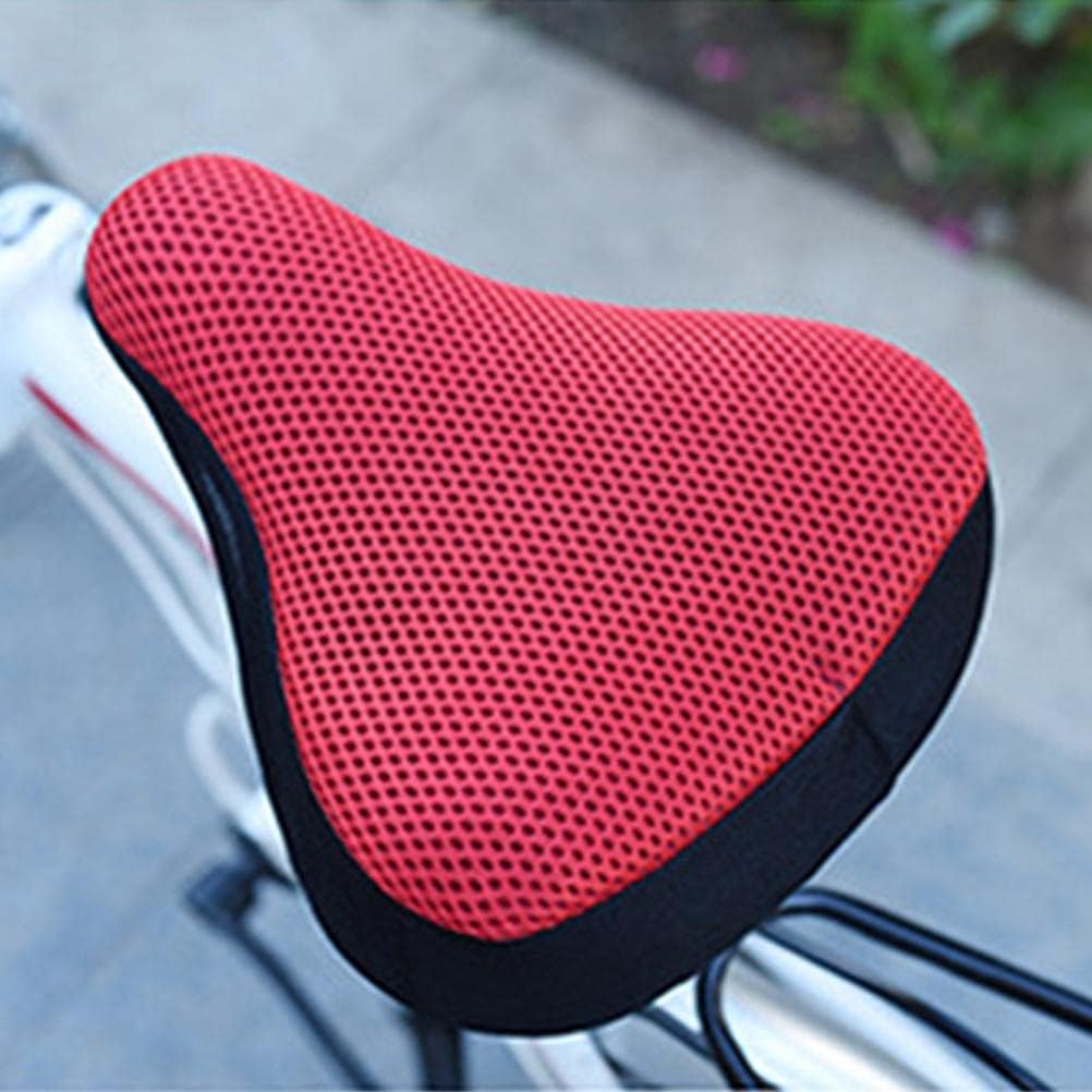 SPYMINNPOO Fahrrad Sattelbezug, Weich Atmungsaktiver Gepolsterter Fahrradsattel überzug Bequemer Sitzbezug für Fahrradzubehör (red) Sport & Freizeit