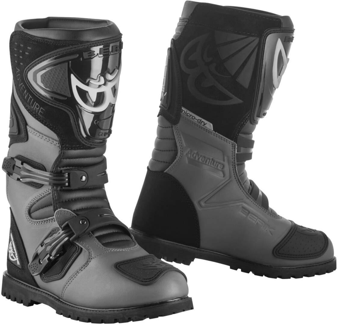 Berik All Terrain Adventure Motorradstiefel, schwarz/grau, 43 | Atmungsaktiv