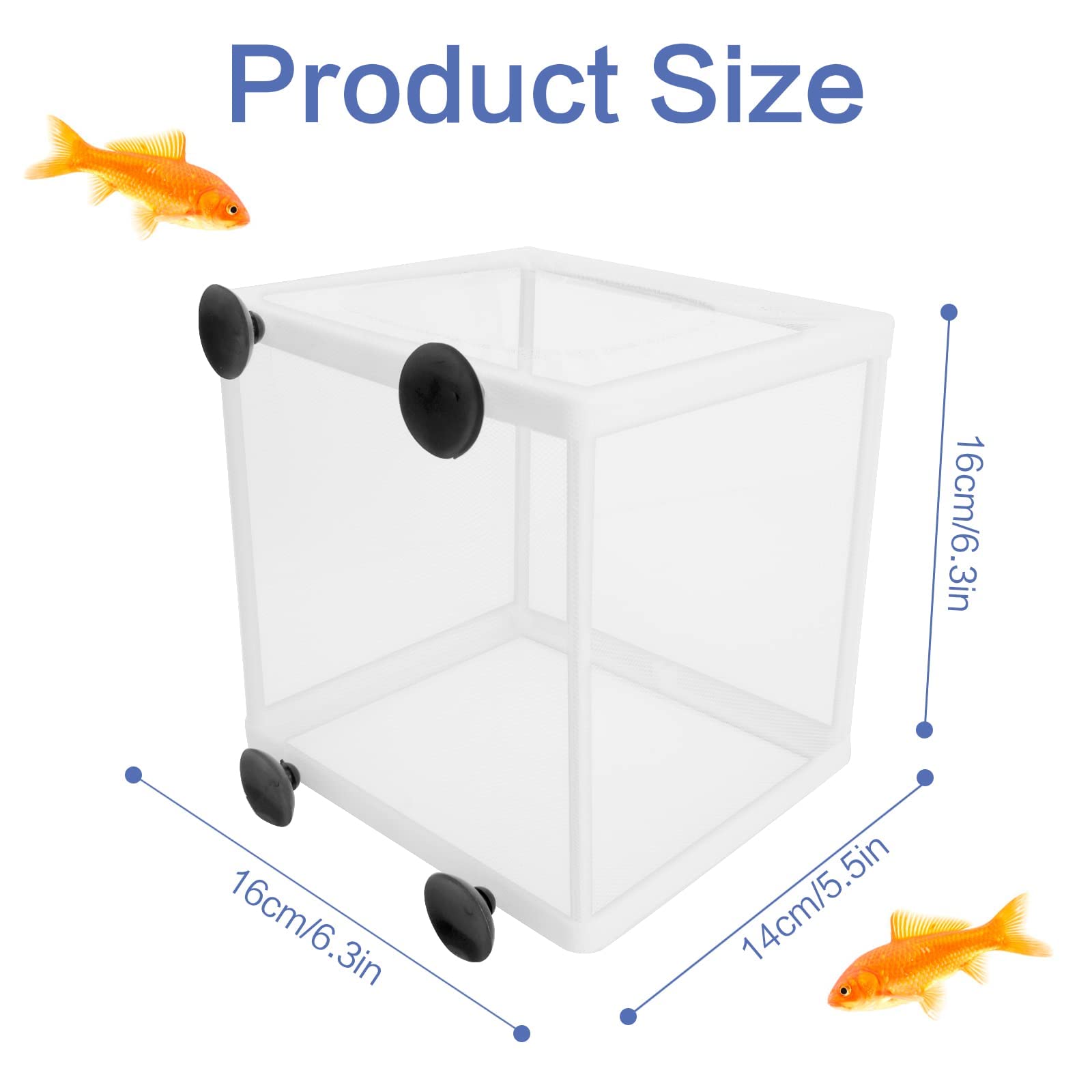 2 scatole per l'allevamento di pesci per acquario, scatola di isolamento per acquario, frittura, vivaio, con 8 ventose per proteggere i pesci del bambino per acquario, bianco, 16 x 14 x 16 cm