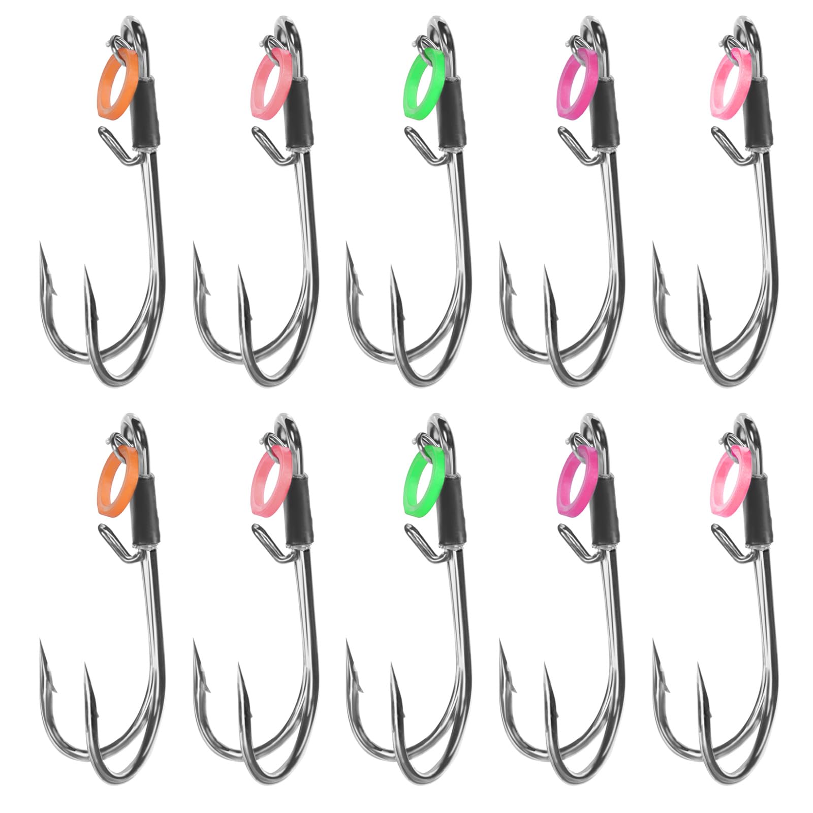 Tsophreniq 10pack Double Fishing Hook Live Shrimp Fishing Hook Lures Hookers for Saltwater and Freshwater Environment Beginner Gear