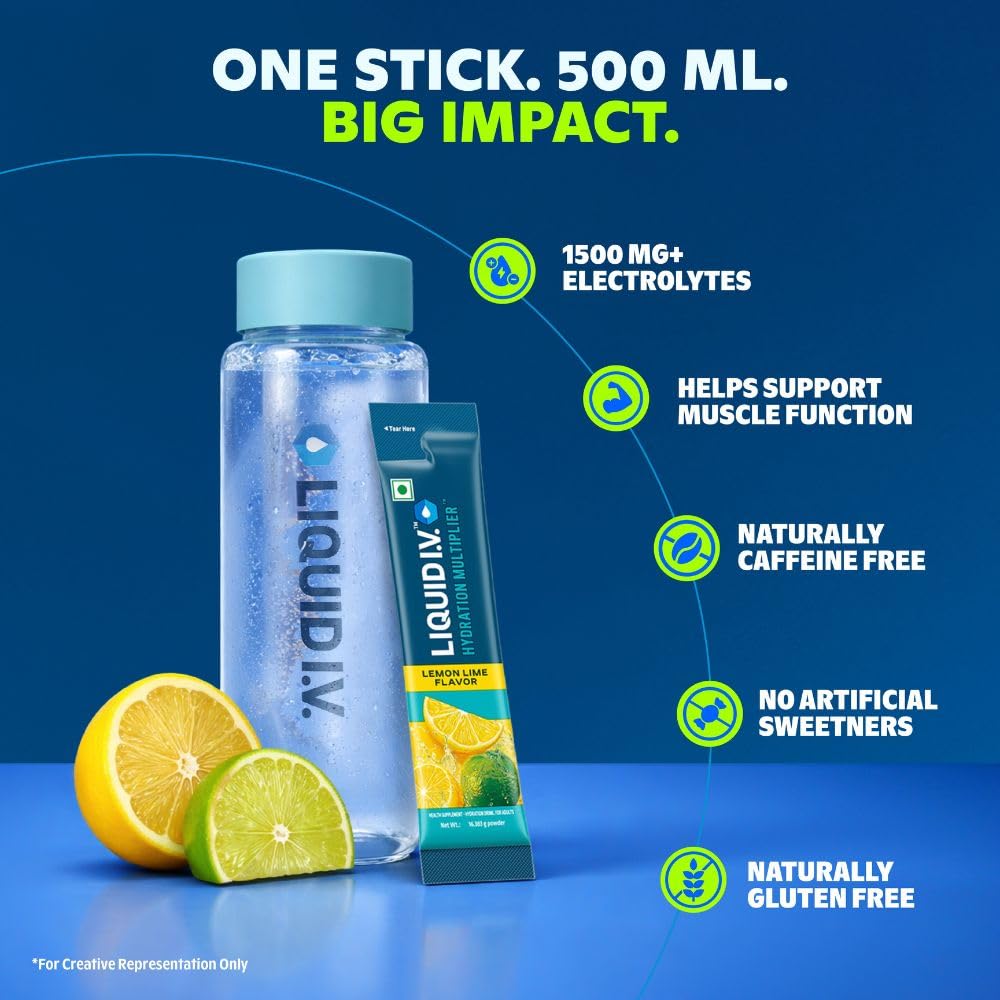 Liquid I.V. Hydration Multiplier – Lemon Lime | Hydration Drink Mix Powder 16 g | Pack of 12 | Sodium & Potassium | Easy-Mix Sticks | No Artificial Sweeteners 1