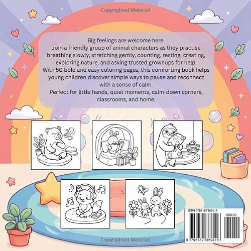My First Calm-Down Coloring Book: 50 Bold and Easy Mindfulness Coloring Pages for Kids Ages 3–6 with Breathing, Feelings, Quiet Time, Gentle Movement, and Simple Emotional Regulation Activities - Image 2