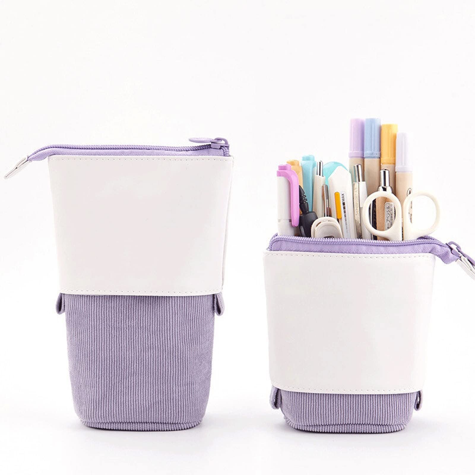 HEXEH Pencil Case Creative Retractable Pen Bag School Stationery Storage Bag Solid Color Pen Holder Gift