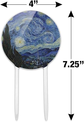 Miniatura 2 de Decoración acrílica para tartas de Vincent van Gogh, decoración de fiesta para boda, aniversario, cumpleaños, graduación