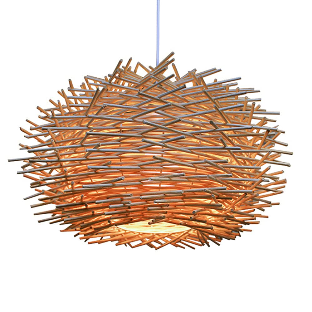 Candelabro Nido Pájaro Mimbre Redondo Irregular Luz Ratán Hueca Beige Brillo Lateral Araña Bambú Natural Tejida Mano Accesorio Iluminación Clásico Sombra Antigua Linterna Techo Diseño Creativo