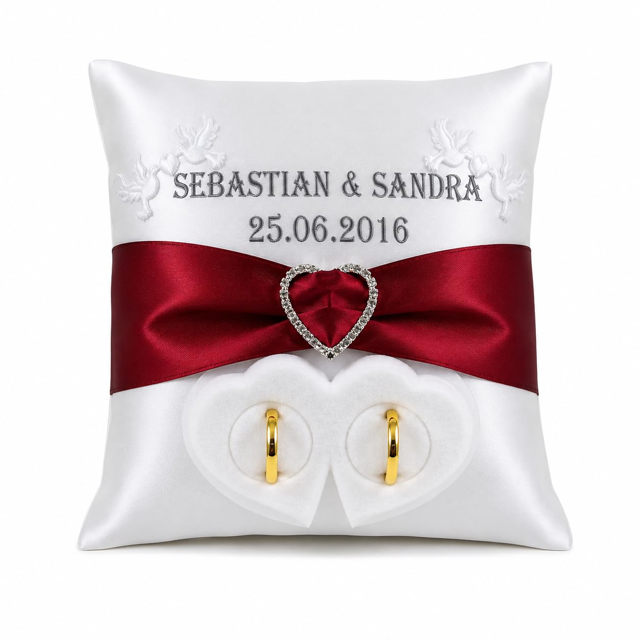 Ringkissen Hochzeit Name Datum Ringhalter Brautkissen Farbwahl