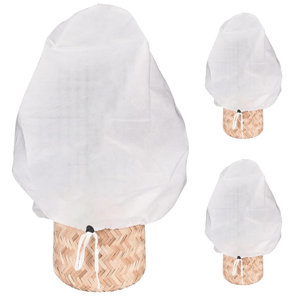 LucyPhy Plant Covers Freeze Protection Winter Reusable Plants Jacket Frost Blanket Warm Reusable Plant Cover Bags for Winter Frost Sun Outdoor Garden Plants Protection(23.6x31.5inch 3PCS)