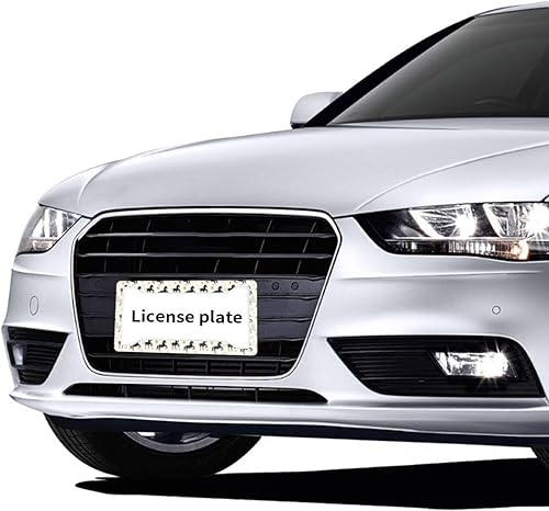 Miniatura 7 de 2 marcos de matrícula de automóvil para mujeres y hombres, diseño de caballo vintage, negro y blanco, cubierta de aluminio sólido para placa de