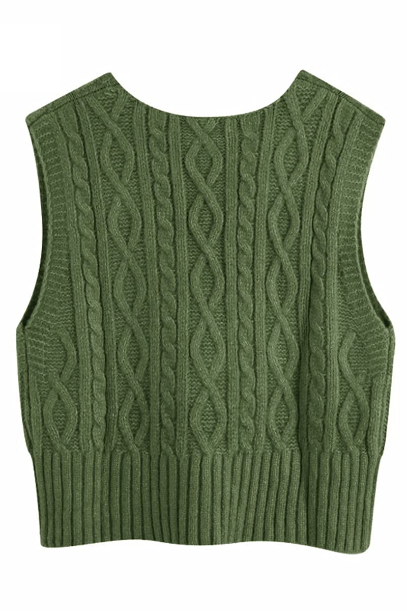 Pull sans manches pour femme - Col en V - Gilet en tricot élégant - Pull en tricot décontracté - Pour femme - Automne et hiver