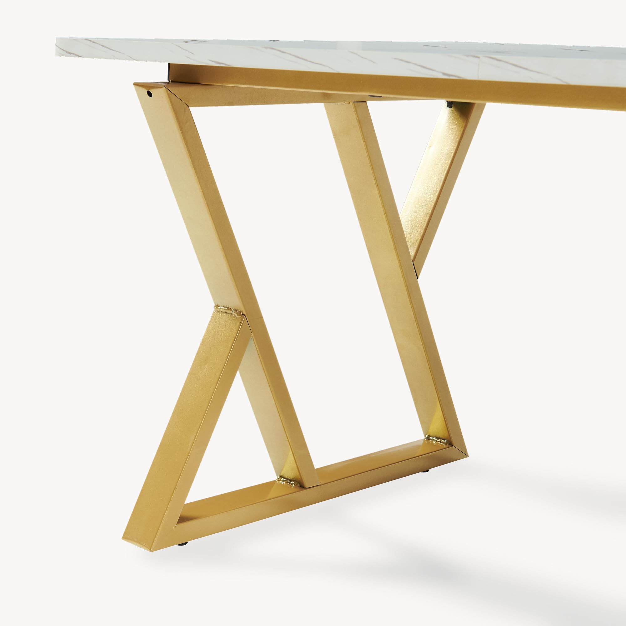 [en.casa] Couchtisch Nolu 120x60x46 cm rechteckig Gold/Marmoroptik, weiß | Beistelltisch, Wohnzimmertisch, Metallgestell, Sofatisch, Kaffeetisch