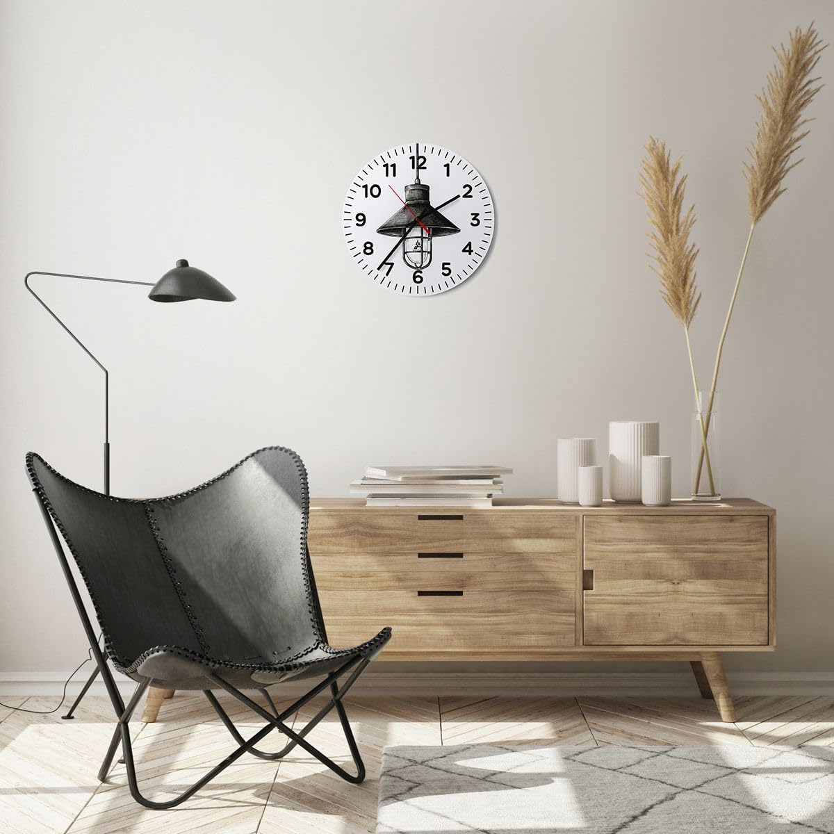 Horloge Murale Verre 30x30cm - Design Phare Et Vagues Mécanisme Silencieux