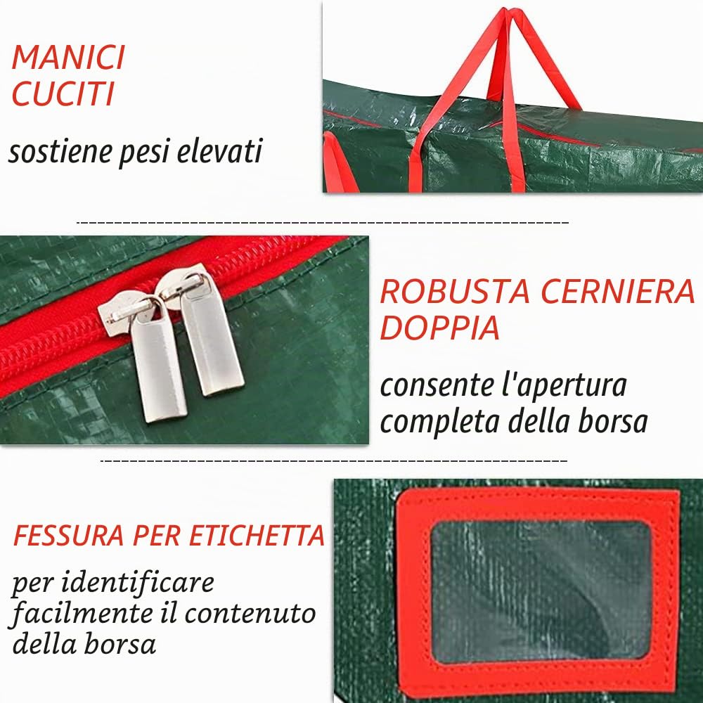 Borsa per Albero di Natale Hillylolly Custodia per Albero di Natale, Borsa Portaoggetti per Albero di Natale impermeabile, Borsa per Cuscini da Giardino per Addobbi Natalizi-138x66x32cm