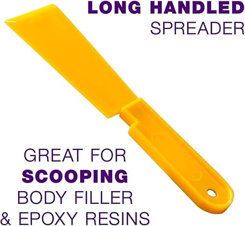 Miniatura 5 de Custom Shop 3 y 6 pulgadas de ancho, mango largo, herramientas de plástico para esparcidores de cuerpo (paquete de 2) para rellenos de carrocería