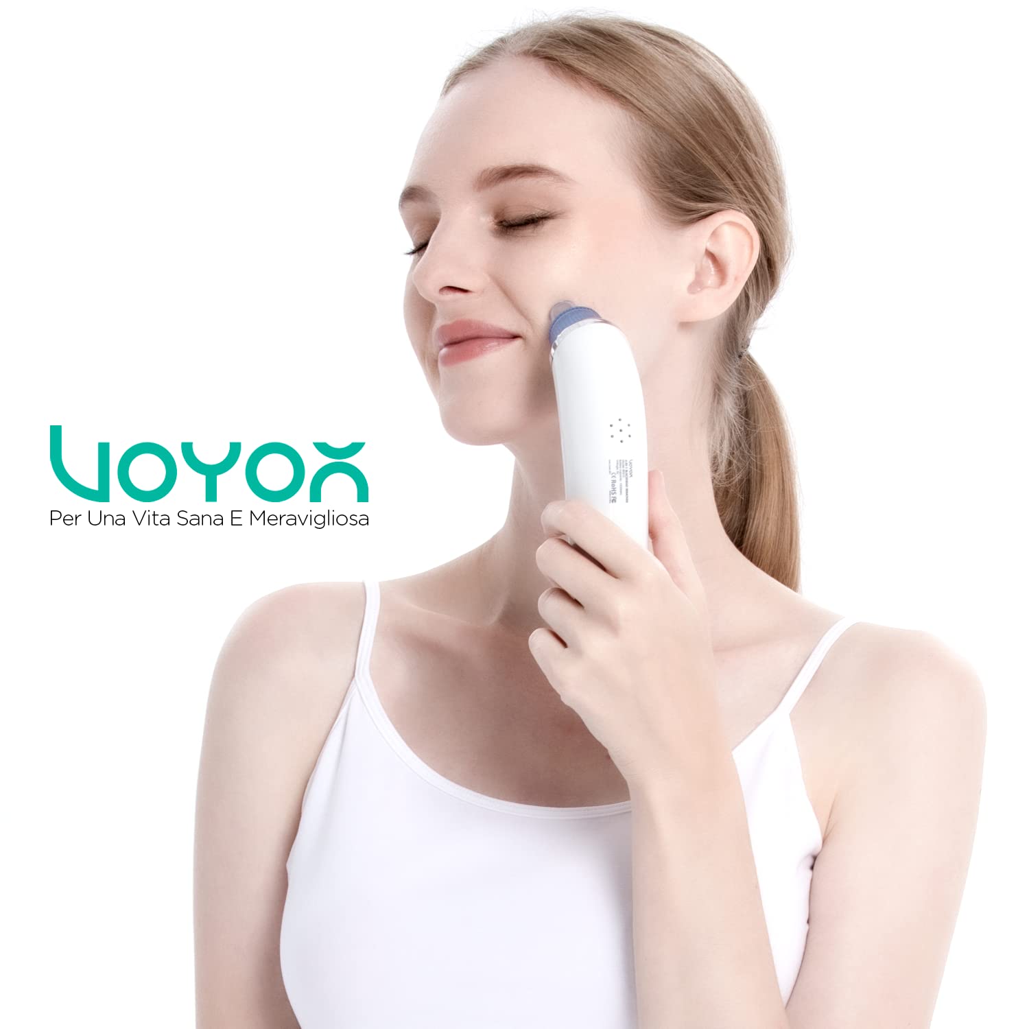VOYOR Aspirapolvere punto nero professionale 6 in 1 estrattore di punti nero elettrico pneumatico comedoni acne detergente per pori cura viso donna, 6 sonde e 5 modalità, ricaricabile con display LCD