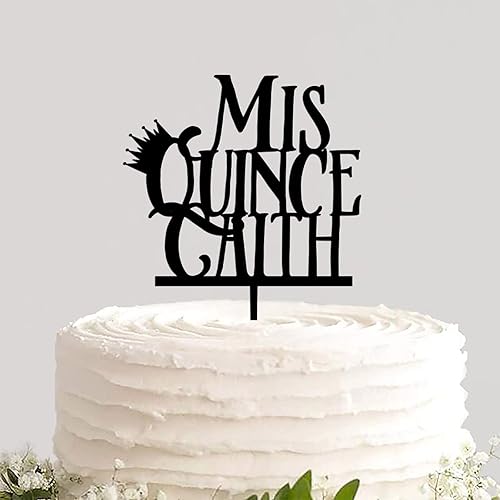 Customized Happy Birthday Cake Topper Pick Double Sided Cake Insert Sign Mis Quince Happy 15th Birthday Cupcake Cake Decor for Birthday Celebrations