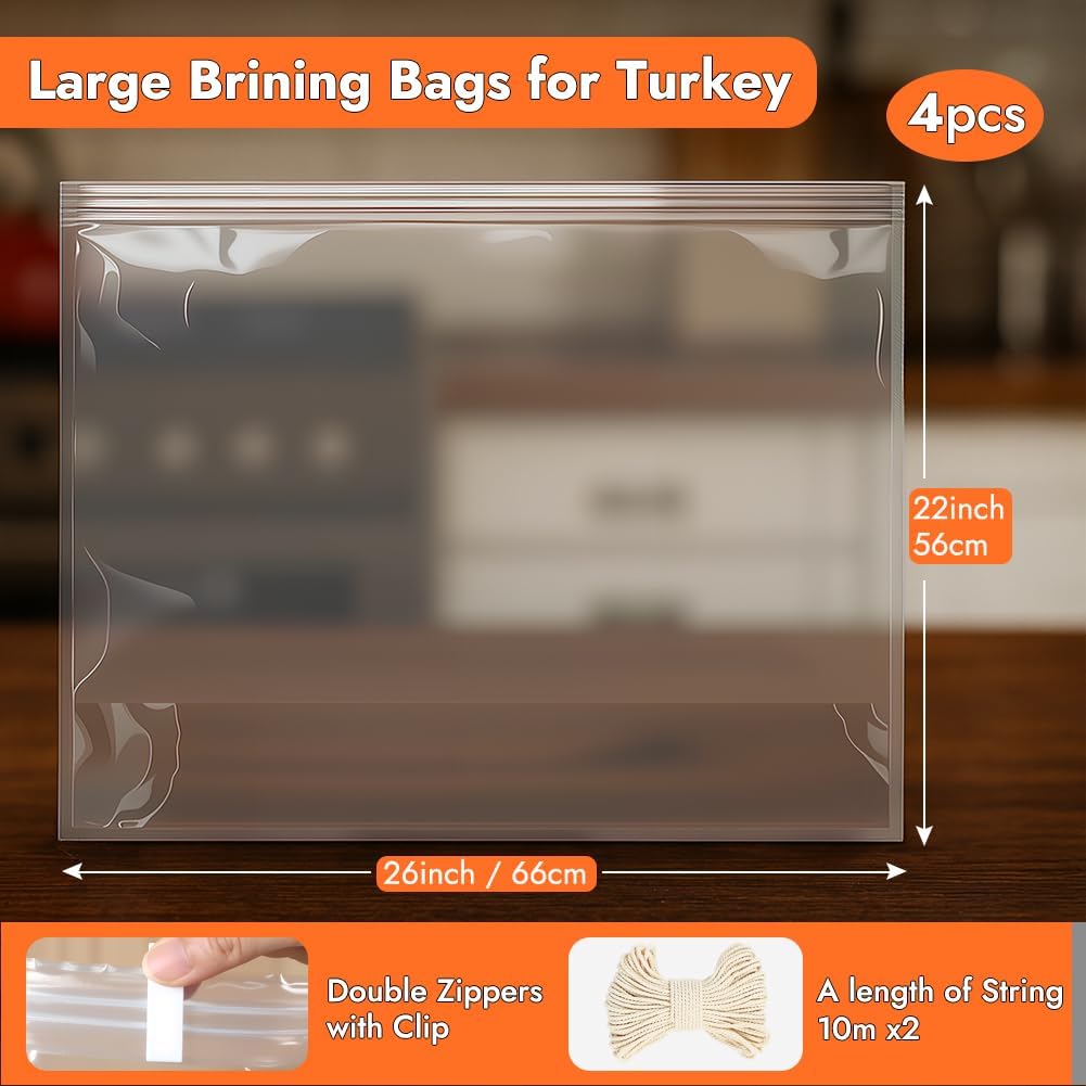4 Pack Large Turkey Brine Bags, Thanksgiving & Holiday Feast Essential image 3