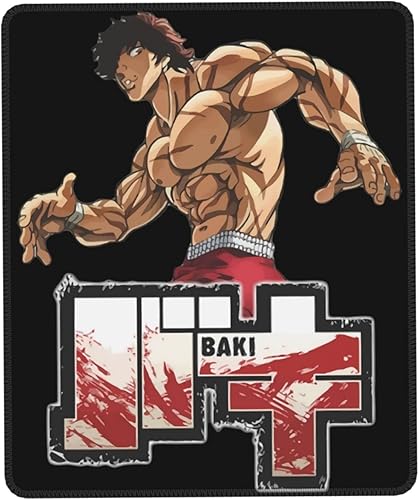 Alfombrilla de mouse de anime Baki The Grappler Baki Hanma, base de goma antideslizante con borde cosido, alfombrilla de mouse para computadora, 7.9