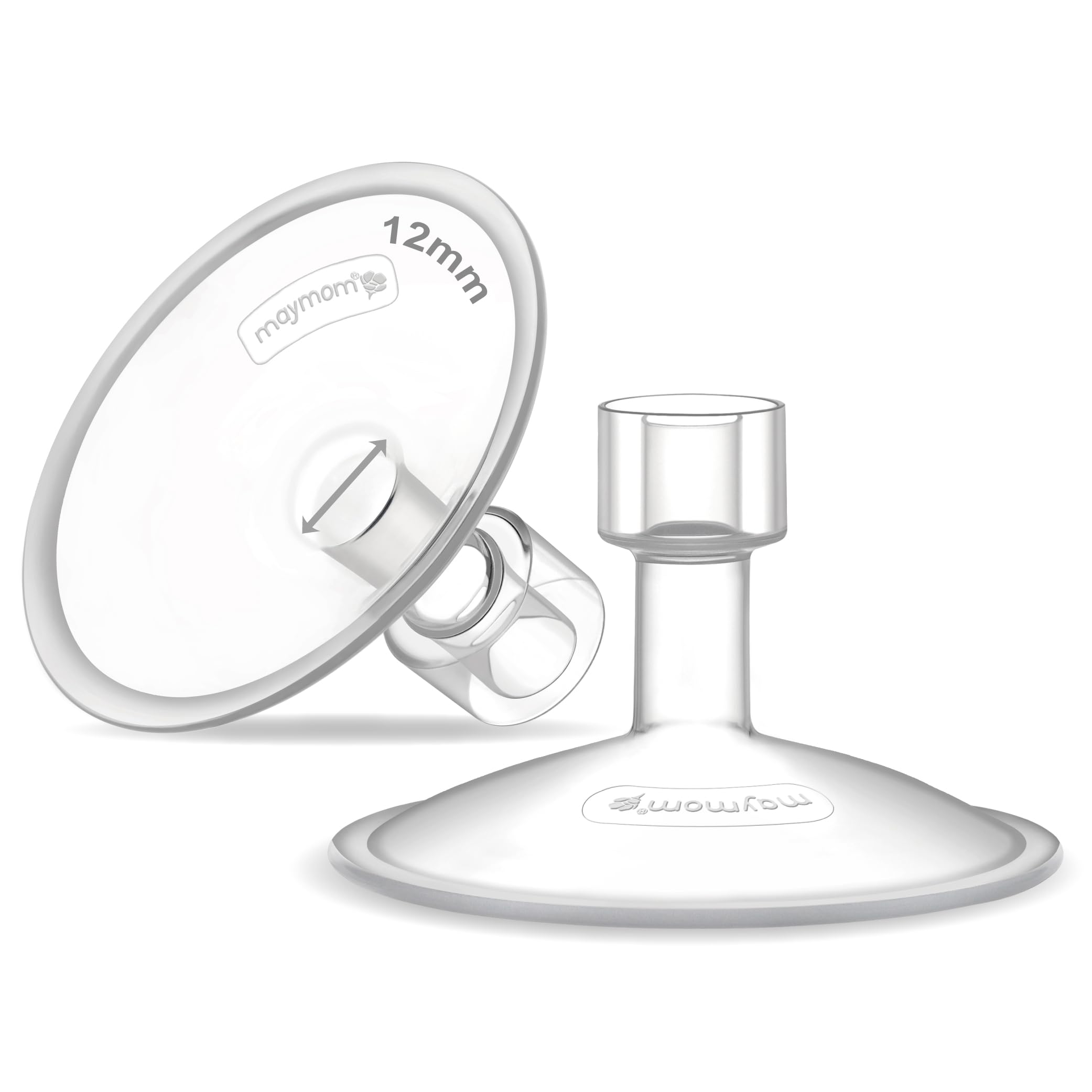 12mm Maymom MyFit Shields Saucer Series Compatible with Medela Breast Pump- PersonalFit, Freestyle, Harmony, Maxi, Freestyle Flex Connector; Connect to Maymom Widemouth/Narrow Connector, 2pcs
