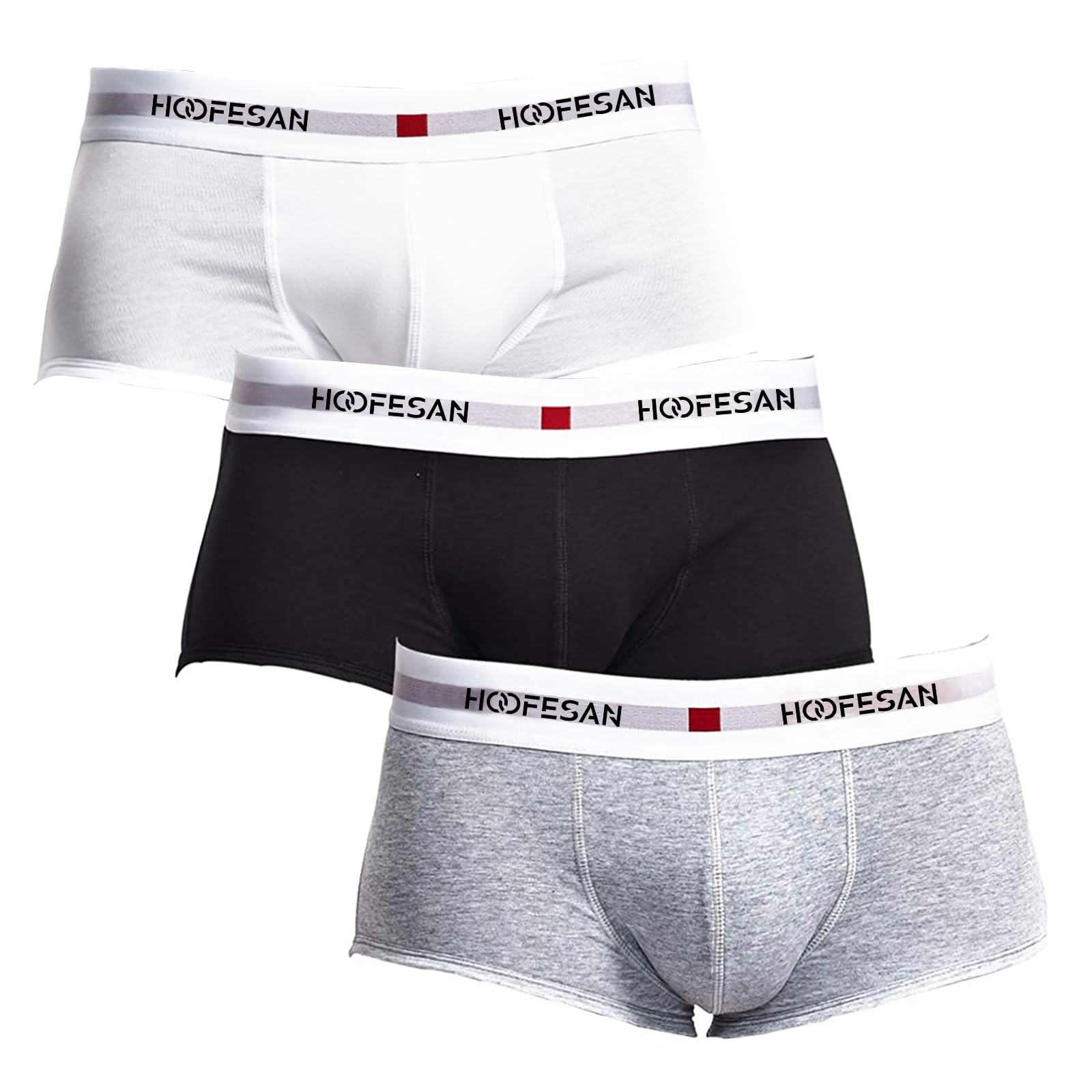 HOOFESAN Men's Underwear Boxer Briefs Pack Soft Breathable Low Rise Trunks Underwear Boxer Briefs for Men Multipack Pack C Large