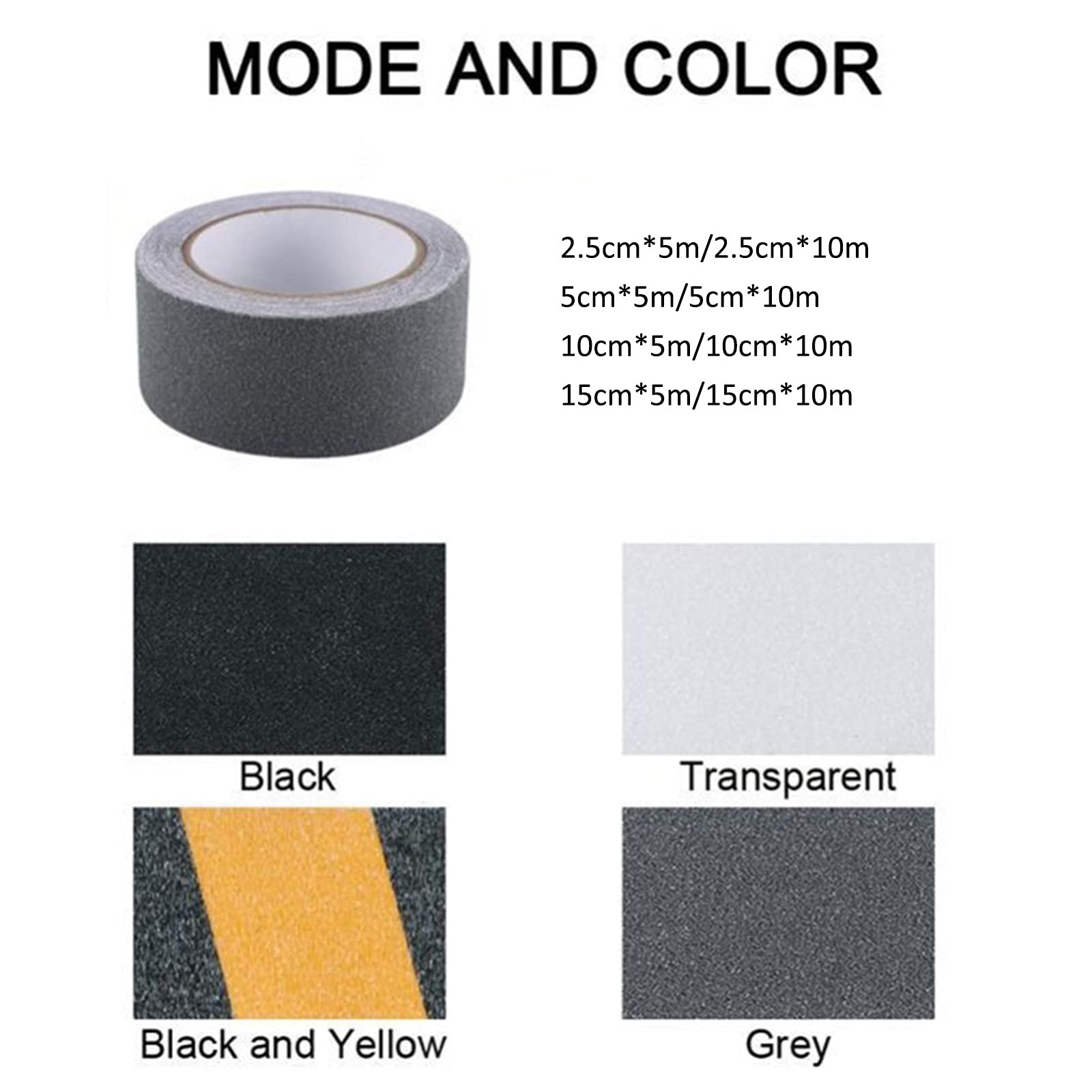 Cinta de Seguridad Antideslizante, Alfombrilla Adhesiva Impermeable for escalones Exteriores/Interiores, escaleras, rampas de Piso, Transparente(Grey,15cm*10m)