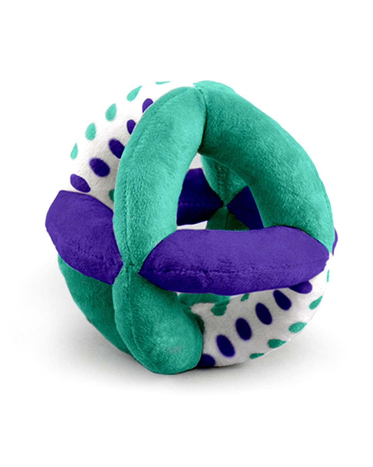 FIRSTCRY INTELLIBABY Intellibaby Premium Cage Ball Plush Fabric Clutching Soft Ball with Rattle |Colorful Textured Developmental |Bis Certified|Blue & Purple|Diameter-12 Cm|0-2 Years - Kickball