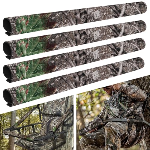 GJL Tree Stand Rail Pads Replacement Shooting Rail Pads Waterproof Camo Treestand Shooting Rail Padding Tree Stand Rail Covers for Tripod Deer Stand Treestand Ladder, Quiet & Easy to Disguise (4 PCS)