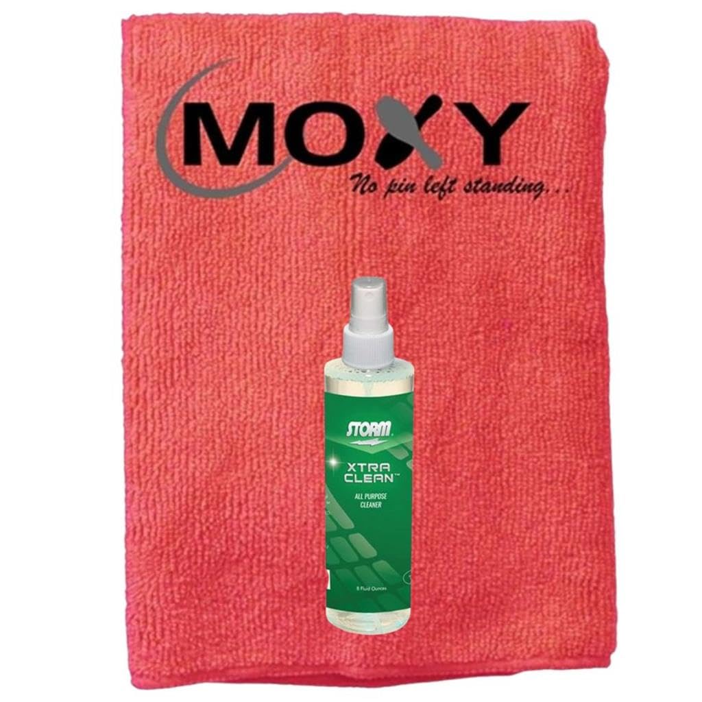 Bowlerstore Products Storm Xtra Clean Bowling Ball Cleaner 8oz Spray Bottle with Moxy Micro Fiber Cleaning Towel (Red)