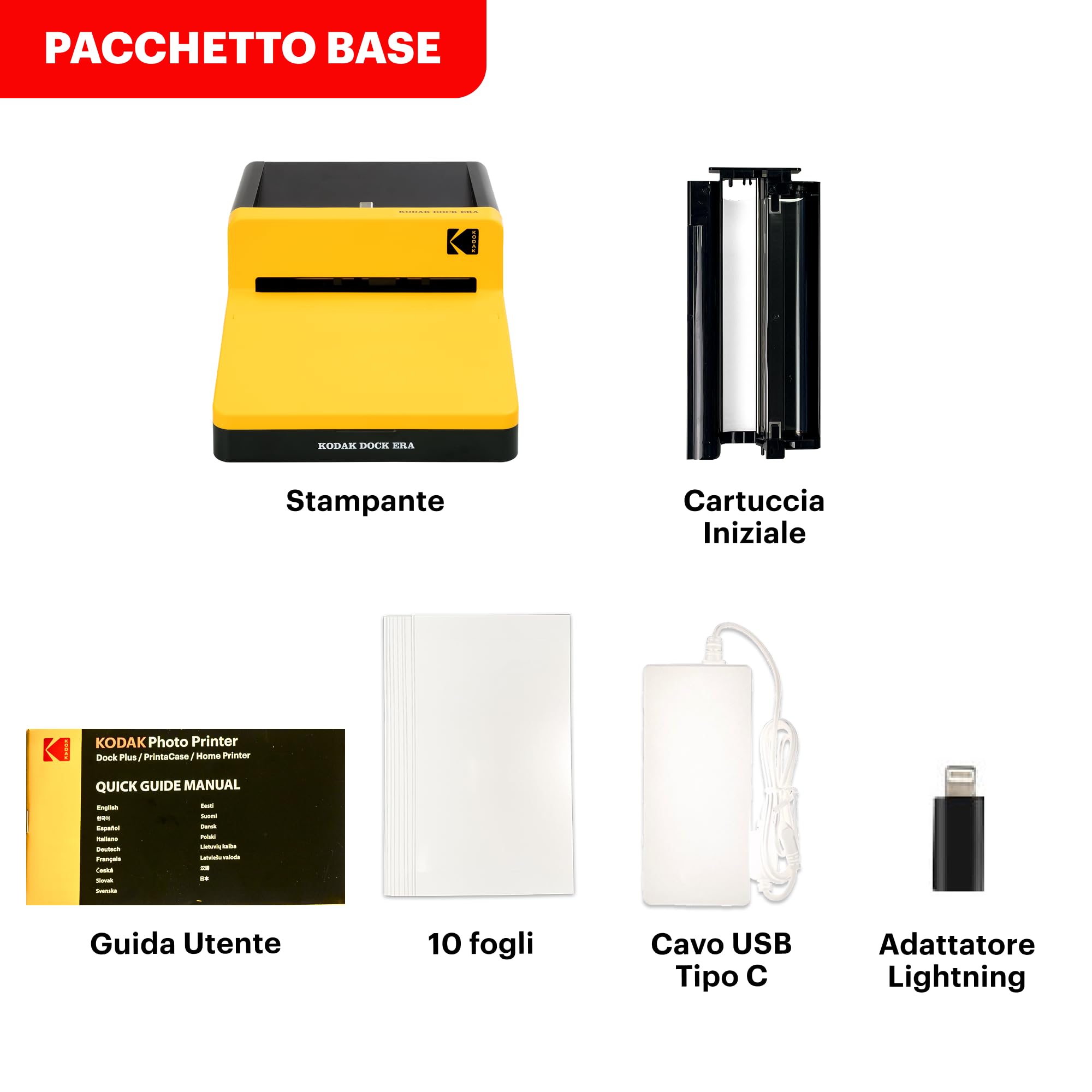 KODAK Dock Era Stampante Fotografica 10x15 cm, Bluetooth, Smartphone, Sublimazione 4PASS