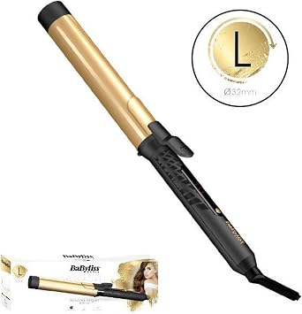Babyliss C432E Gold Ceramic 200C LED Display Curling Iron, 32 mm