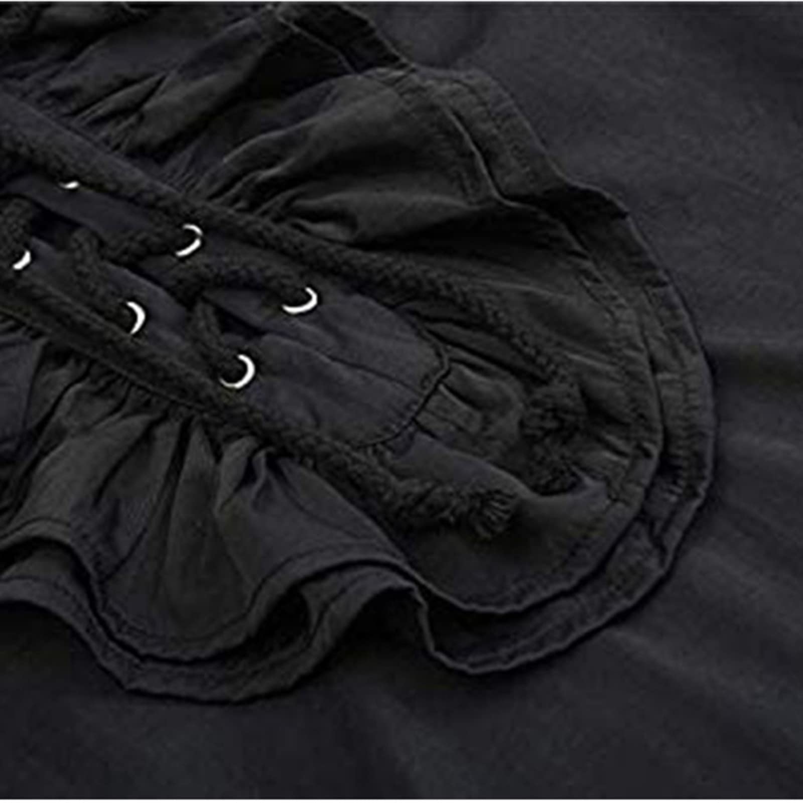 Generisch Camicetta tradizionale da donna, in pizzo, trasparente, tinta unita, casual, elegante, a maniche lunghe, stile gotico, con volant