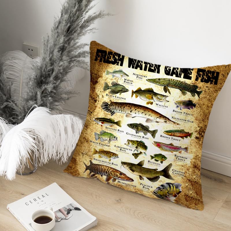 HUASHUZI Cushion Cover Fishing Gifts for Men Fisherman'S Gift Stuff Carp Fishing Accessories Decorations Throw Pillow for Bed Chair Stool 18"X18"(45x45cm) - Image 3