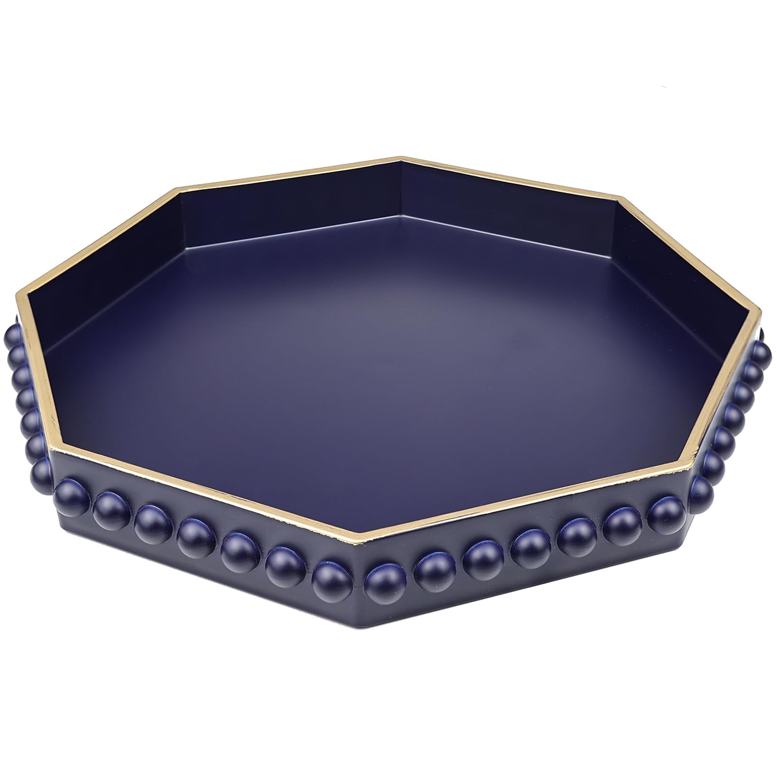 SforGUVA Navy Blue Octagonal Plastic Serving Tray for Coffee Table, Ottoman, Kitchen Counter, Living Room, Outdoor, Lacquered, Contemporary,