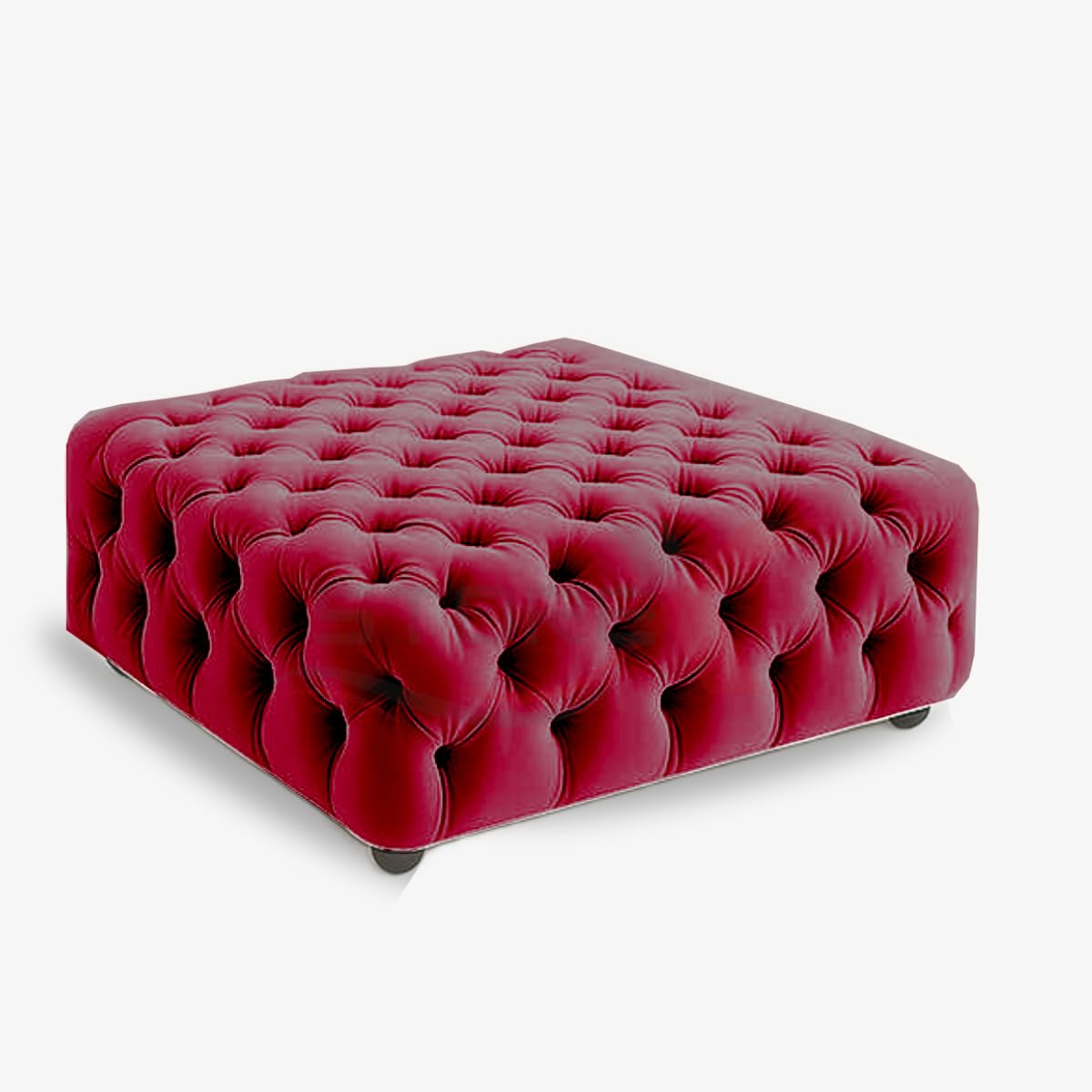 STOREX Diamond Tufted Ottoman Coffee Table – Velvet Upholstered Footstool Bench – Space-Saving & Oversized Sizes – Square Centerpiece for Living Room or Bedroom (Wine, Oversize)