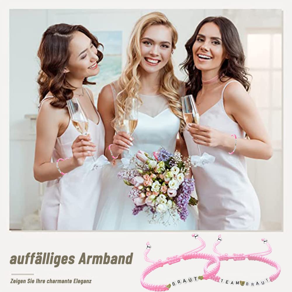 JGA Team Braut Set - 12 Stück Armbänder & Abzeichen Für Junggesellenabschied