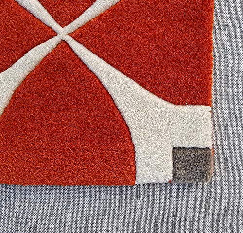Image of Classical Look Embossed Curved Handmade Tufted Woolen Thick Plain Square Carpet for Bedroom Hall Size 8x8 feet (240X240 cm Square) Multi