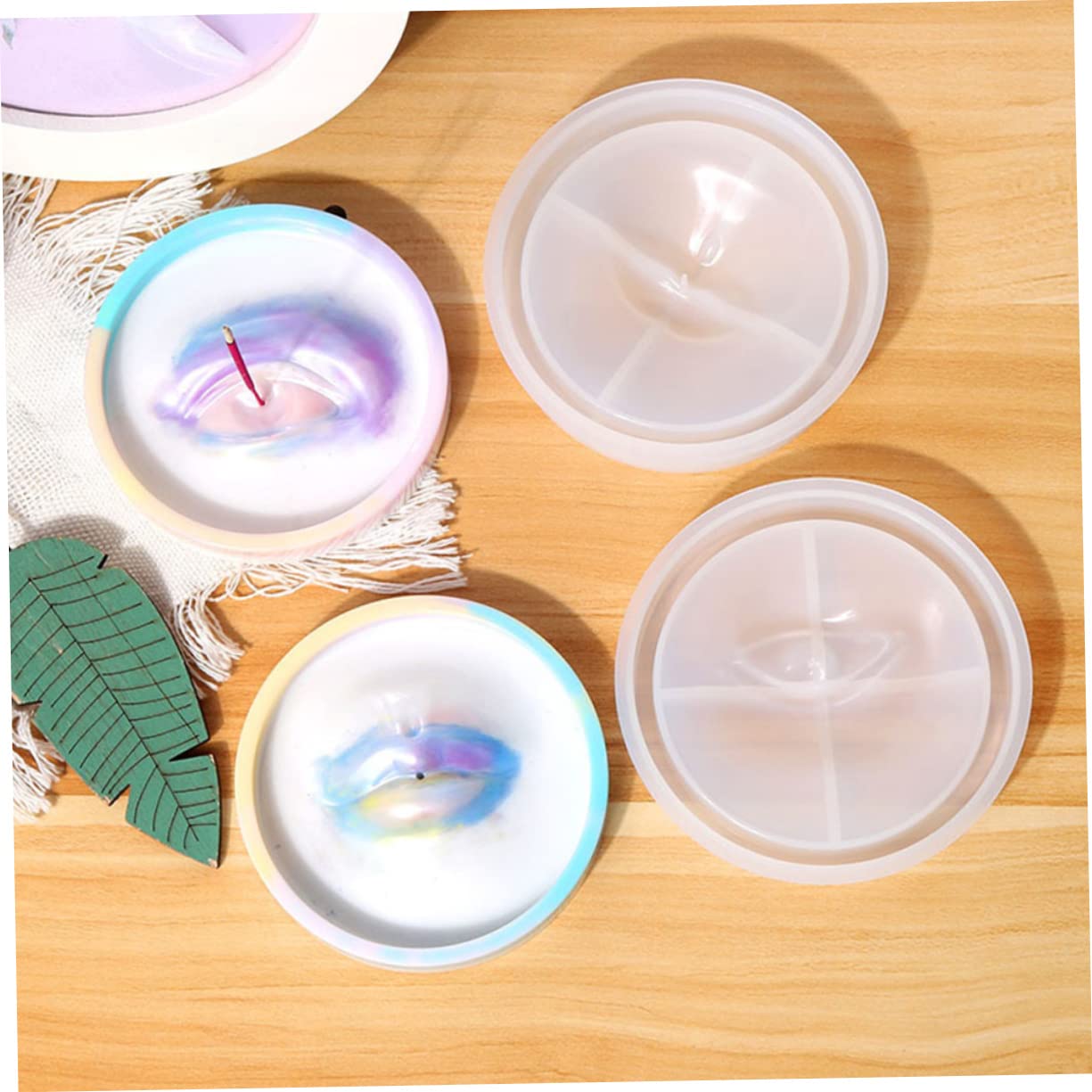 COHEALI 3 Set Di Stampo in Silicone Per Vassoio Di Incenso Stampo in Resina Epossidica Per Artigianato in Silicone Per Artigianato 2 Pezzi * 3