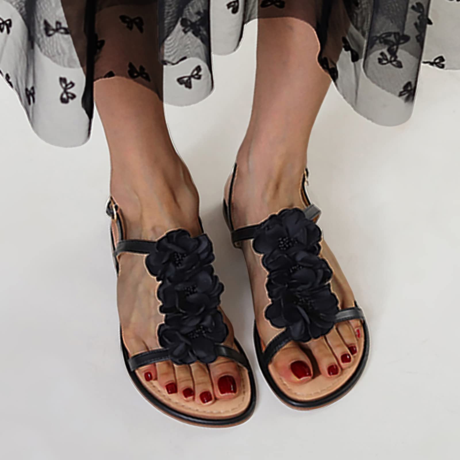 Sandali Comodi Donna Estivi Gioiello Estive Sandali da donna fondo piatto casual floreale tinta unita stile bohémien punta scarpe da spiaggia Estivi Comodi Sandals & Slides
