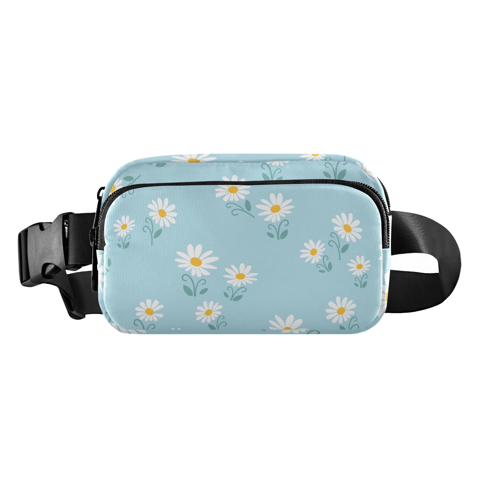 Bum Bag Waist Fanny Pack for Men Women Little Daisy Flower Blue Belt Bag Bumbag for Dog Walking Running Cycling Hiking Travel Workout with Adjustable Strap