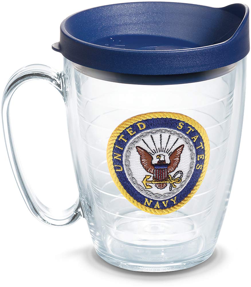 Tervis Navy Logo Made in USA Double Walled Insulated Tumbler Travel Cup Keeps Drinks Cold & Hot, 16oz Mug, Classic