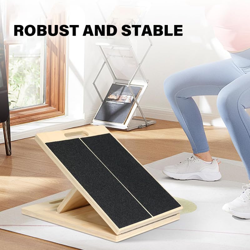 Saker 6-Angle Slant Board & Balance Board, Slant Boards for Exercise, Adjustable 40° Incline & Balance Board - 6-Angle Non-Slip Wooden Trainer for Squats, Calf Stretch, Stability Workouts