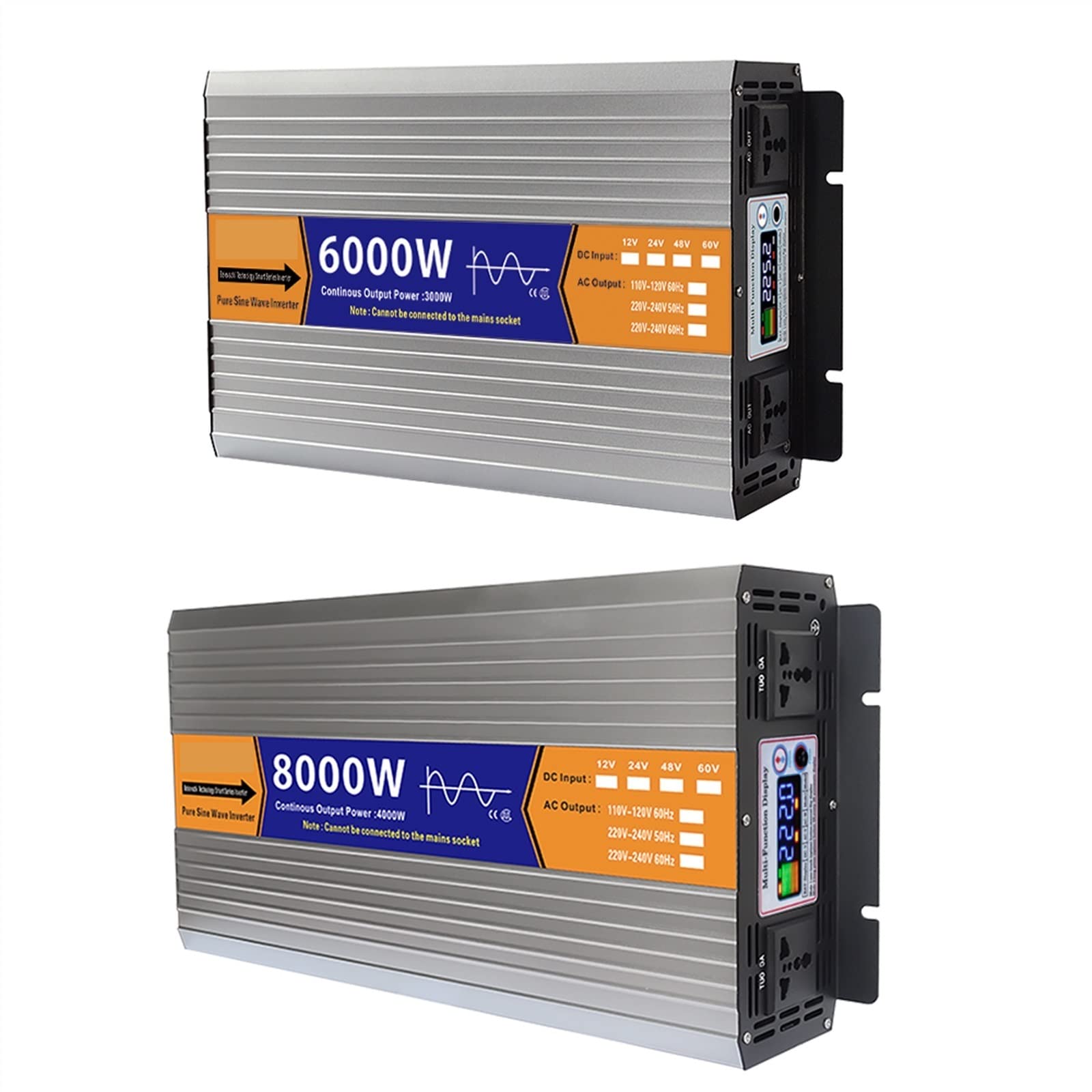 Falownik, Pure Sine Save Inverter 8000W 6000W DC 12V/24V do AC transformator napięcia konwerter zasilania falownik solarny LED(6000W,24V)